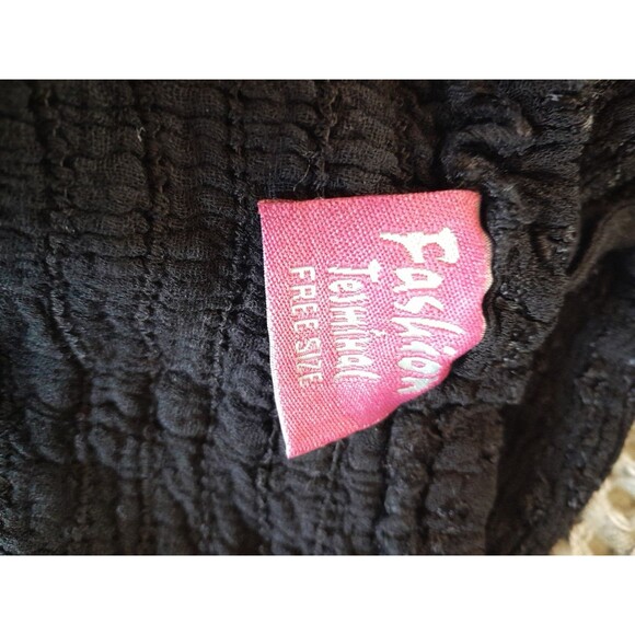 Vint. 70s Fashion Terminal  Small Strapless Boho Below Knee Black/ Red Dress.b57 - Picture 5 of 5